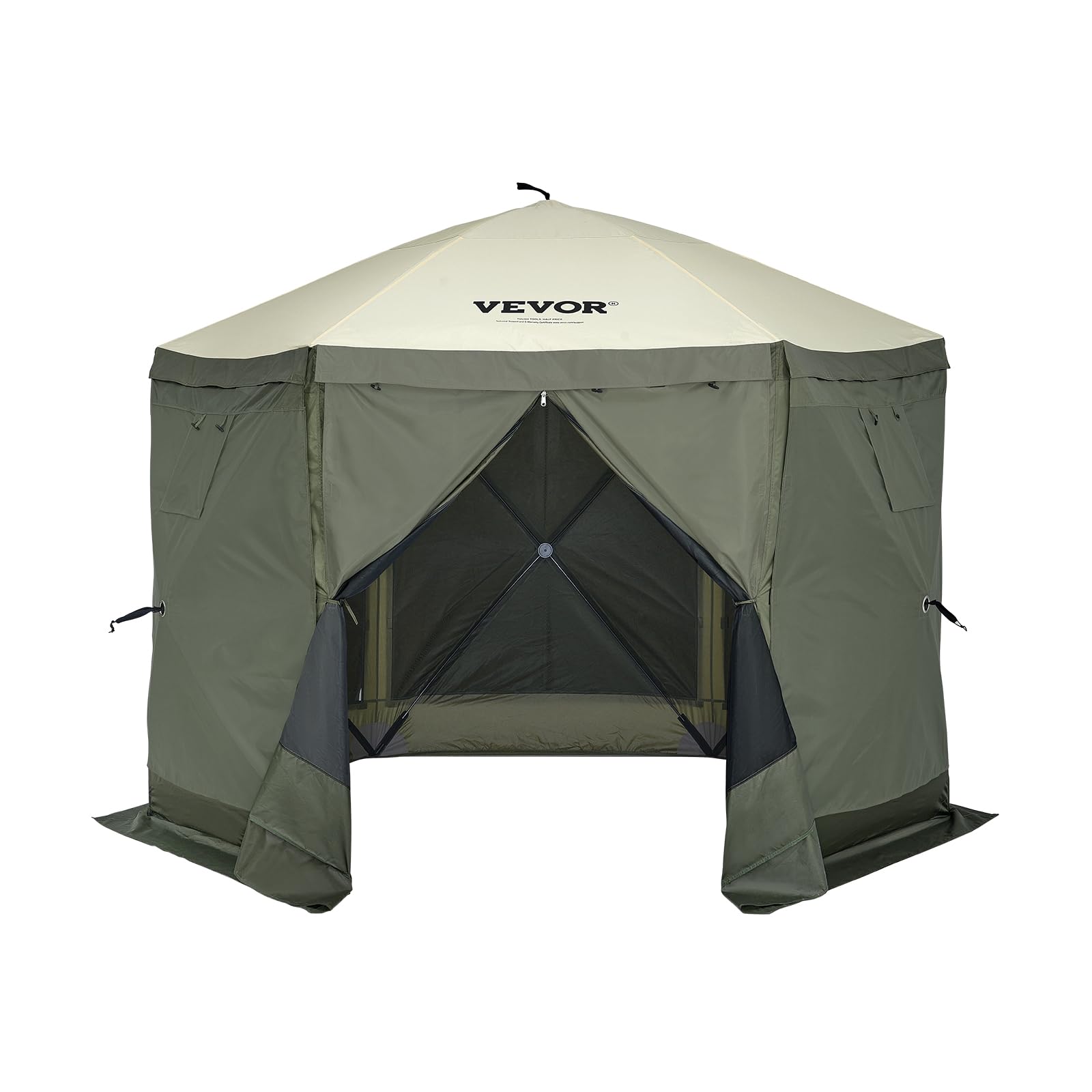 VEVOR army green privacy cloth close-up highlights removable wind panels.