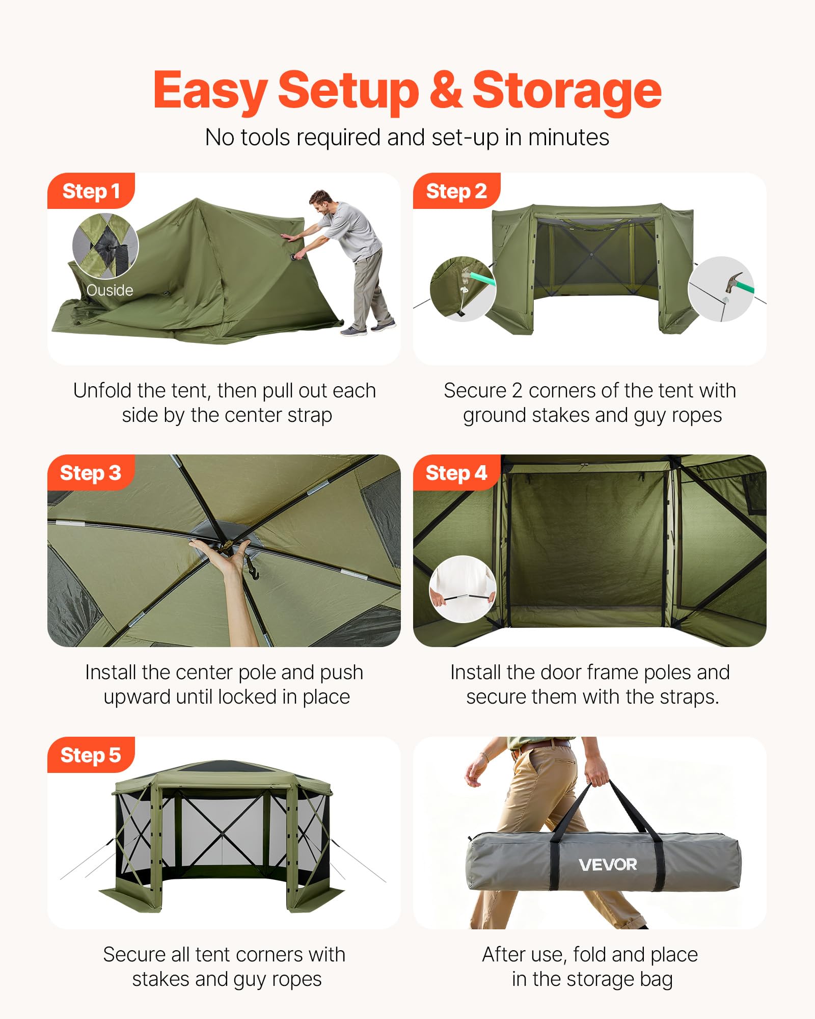 VEVOR pop-up gazebo mesh roof allows airflow while keeping insects out.