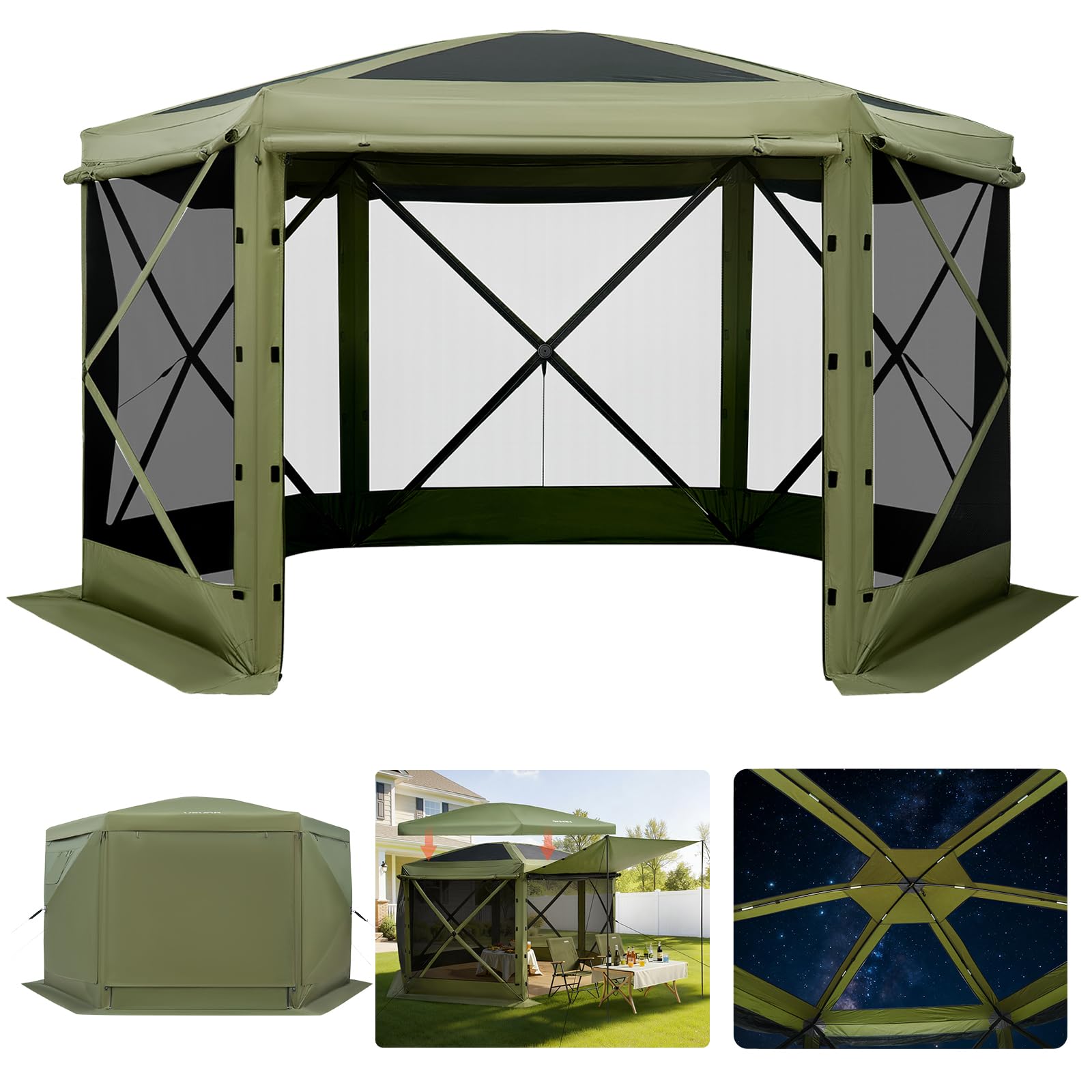 VEVOR Pop Up Gazebo front view with screen walls for outdoor gatherings