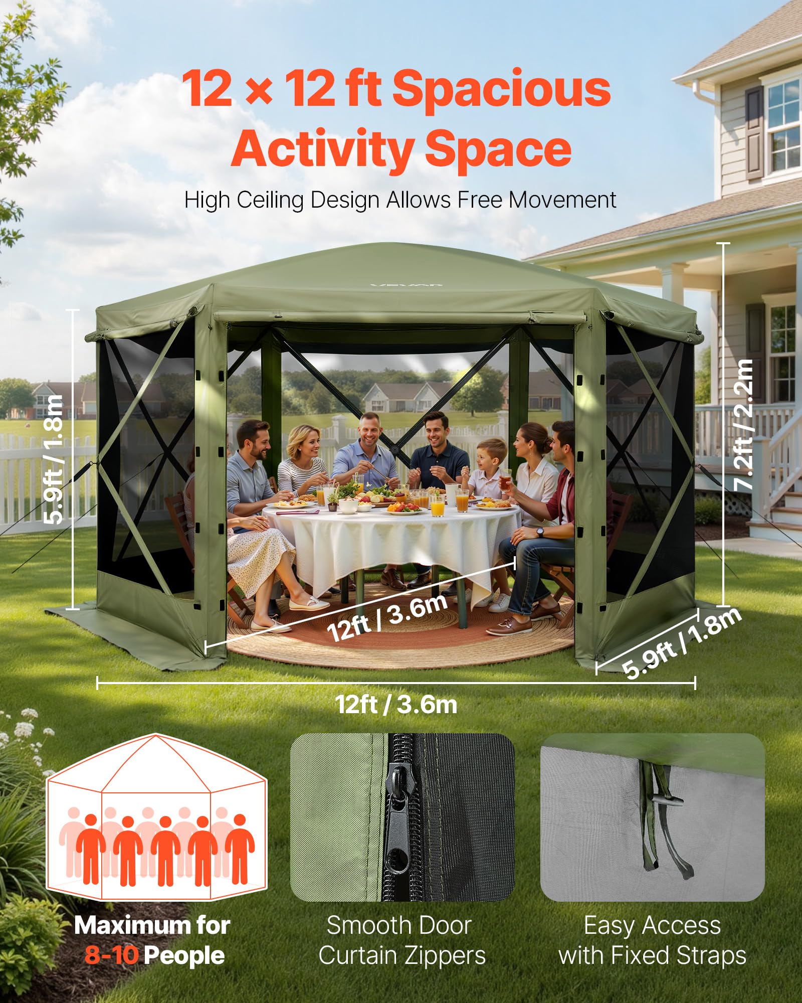 VEVOR Gazebo side view with entry panels for easy access at events