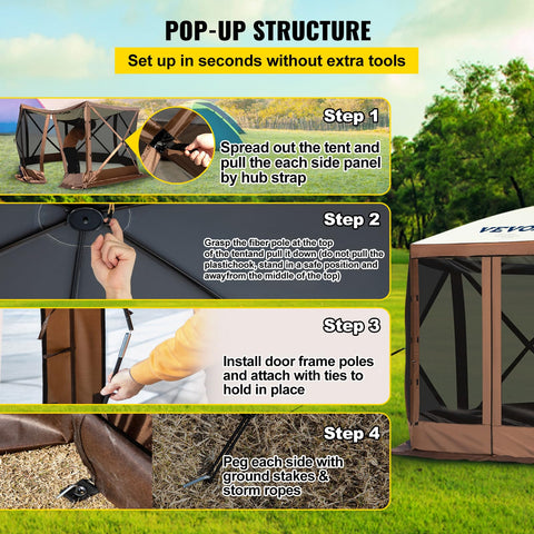 VEVOR steel-frame gazebo for stable setup in windy conditions
