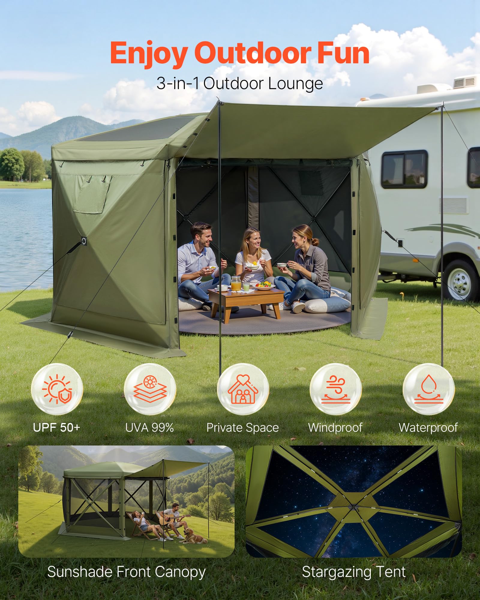 VEVOR pop-up gazebo sunshade panel in use provides UV protection and flexible coverage.