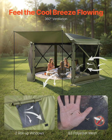 VEVOR pop-up gazebo wind panel feature stabilizes the shelter in breezy conditions.