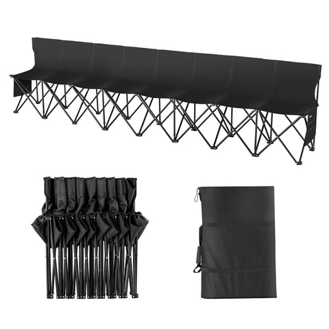 VEVOR portable folding bench with 8 seats and backrest for sideline comfort.