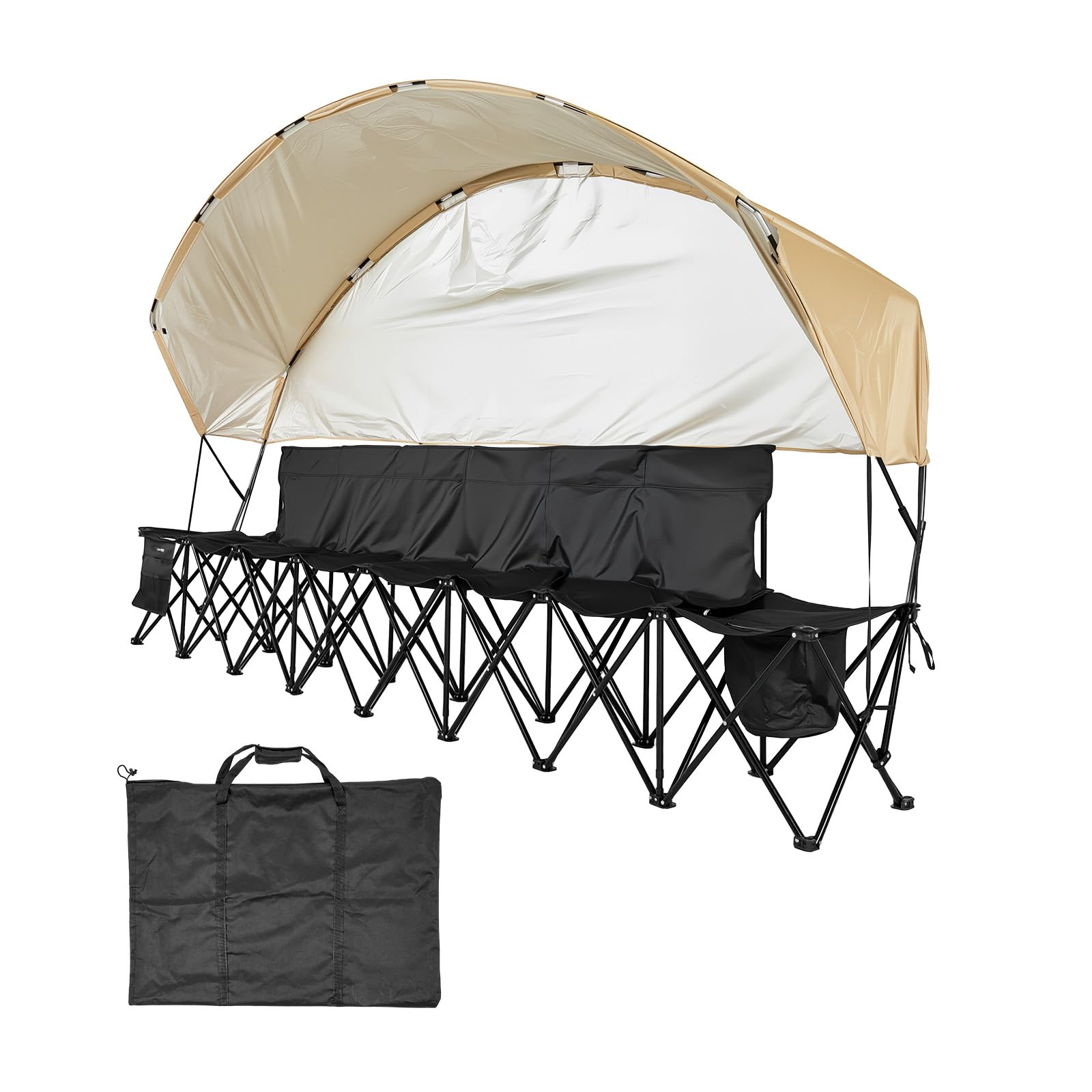 VEVOR portable folding bench used while camping in outdoor setting