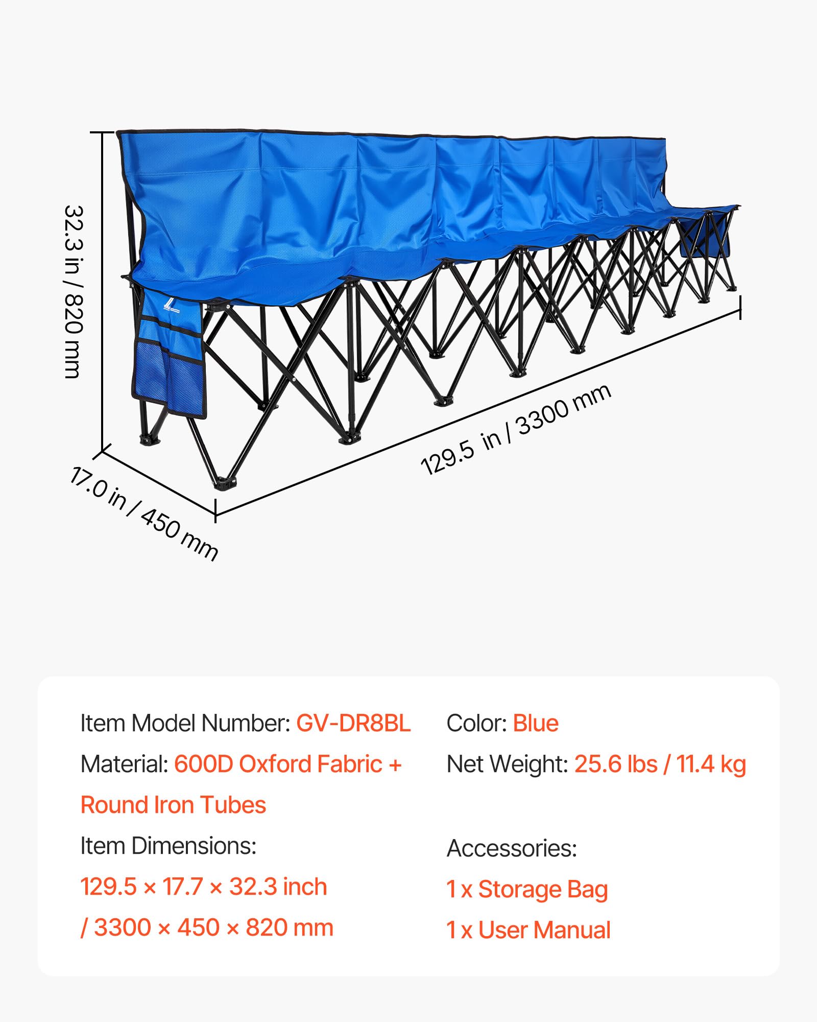 VEVOR portable bench with carrying bag for easy transport.