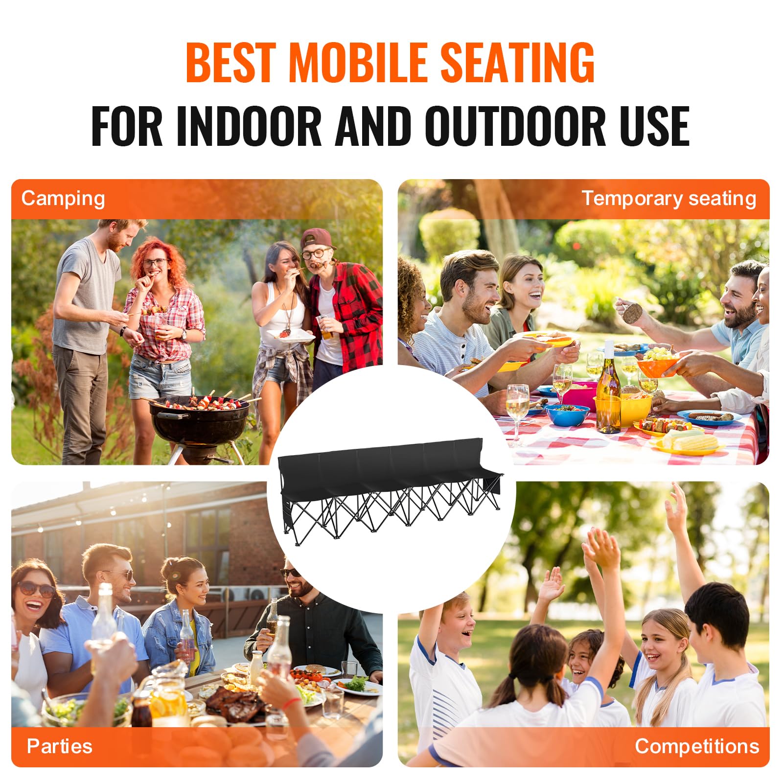 VEVOR bench suited for indoor, outdoor, and event use