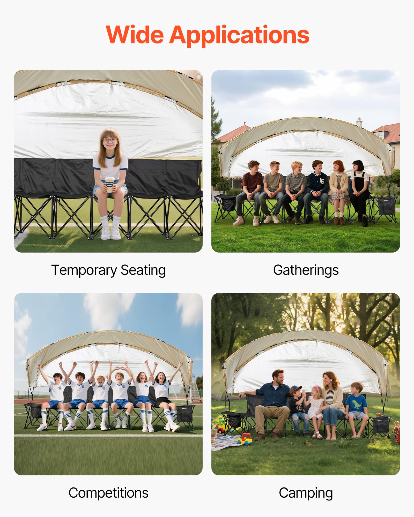 VEVOR bench set up on a field during a game or event
