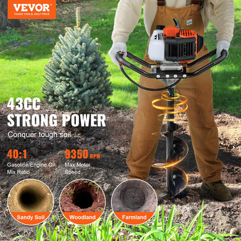 VEVOR Post Hole Digger 8-inch auger bit ready for deep holes