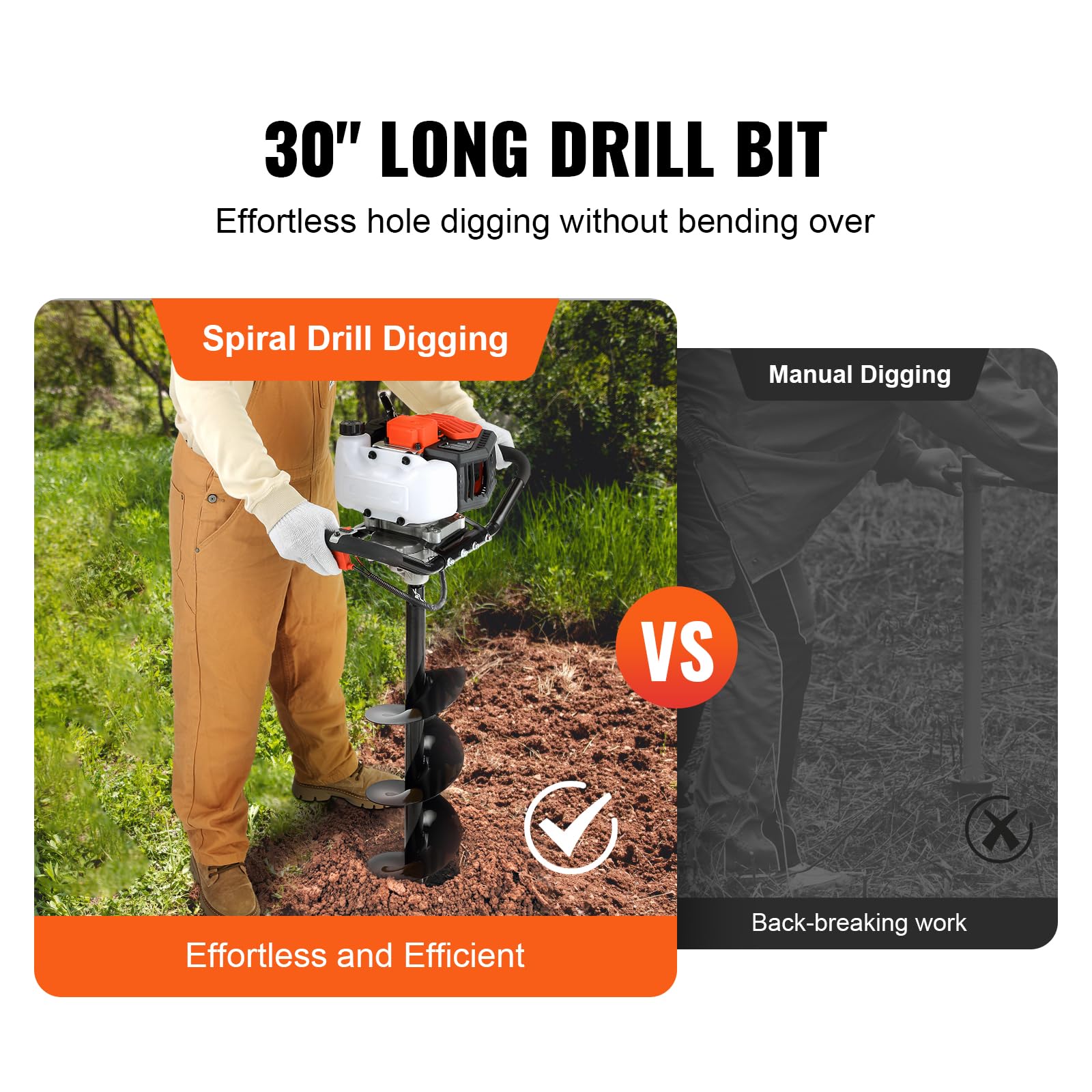 VEVOR Post Hole Digger emergency stop on handle for quick shutdown