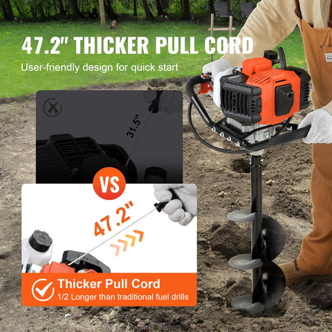 VEVOR Post Hole Digger 1.2L fuel tank supports longer digging sessions