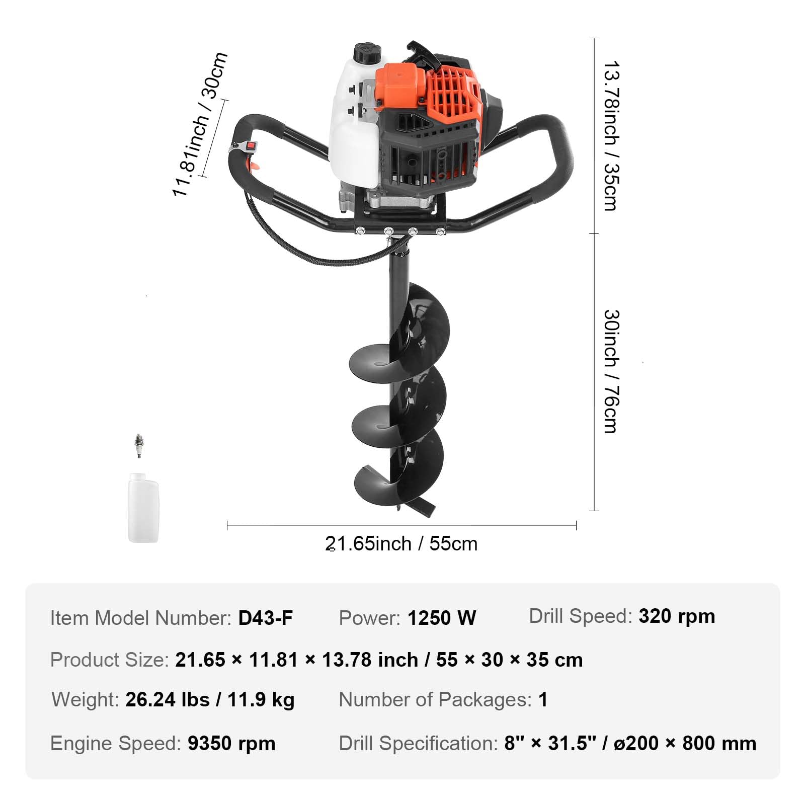 VEVOR Post Hole Digger gearbox with ball bearings boosts durability