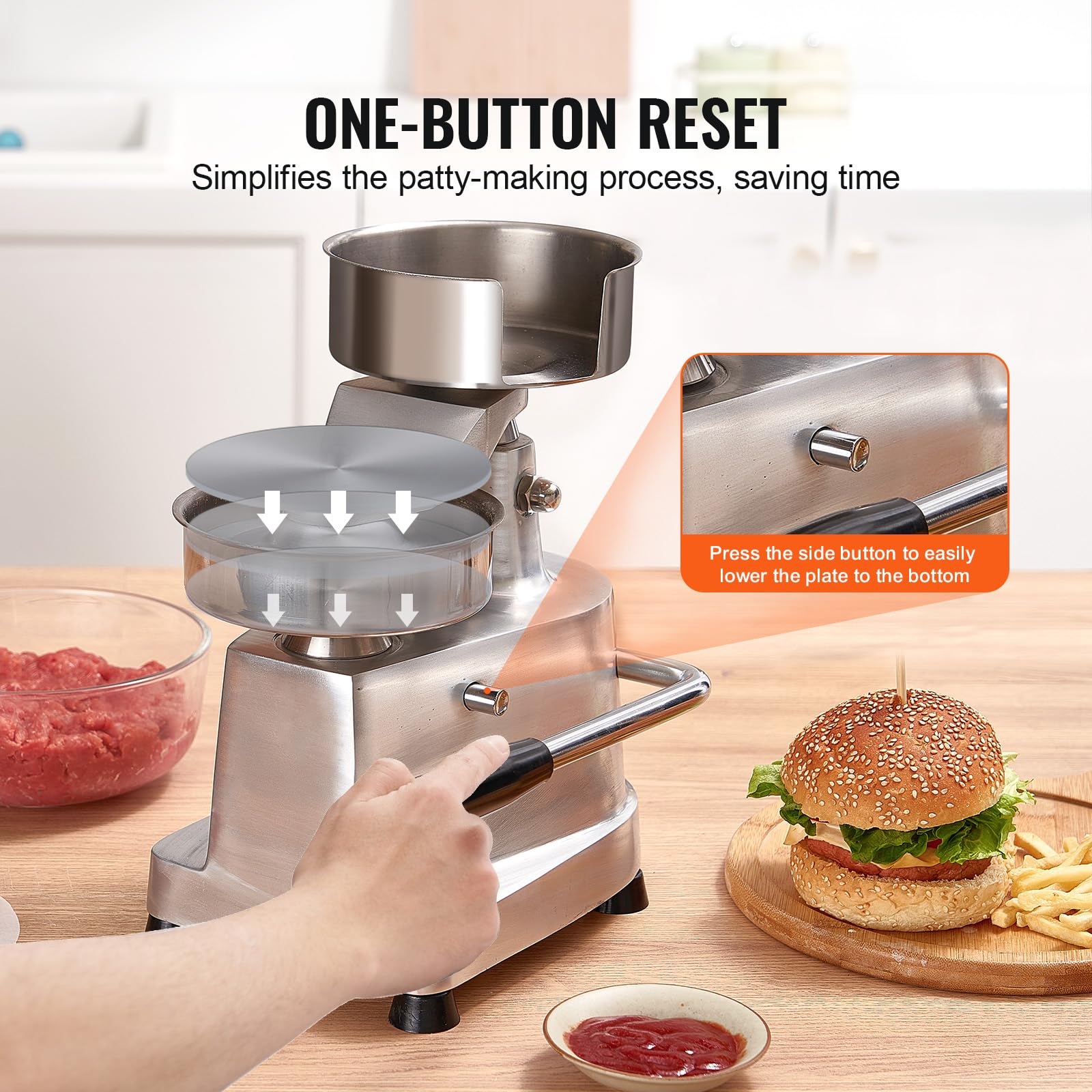 VEVOR press plate lowers with a side button for easy operation.