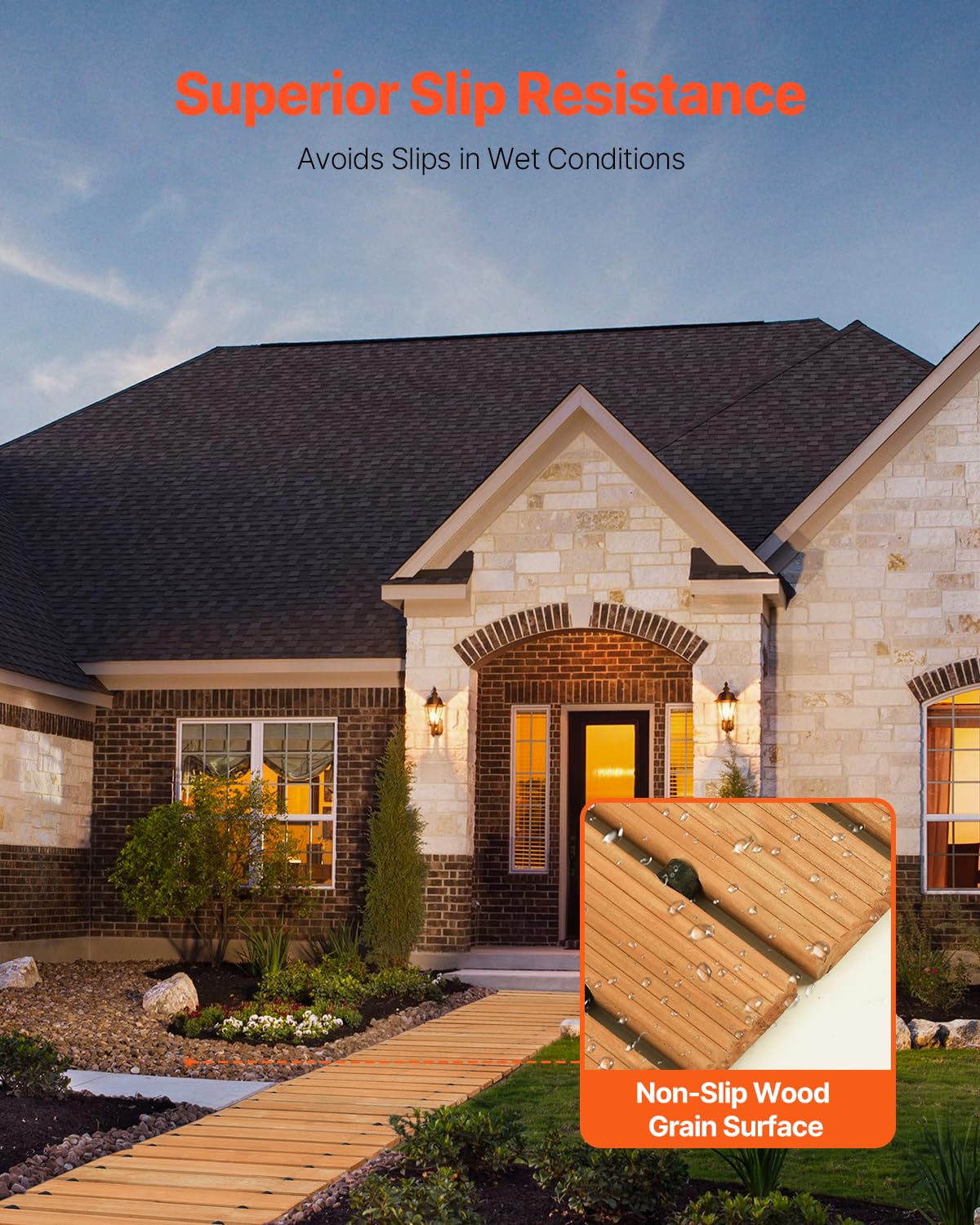 VEVOR pressure-treated cedar resists weather while staying non-slip.