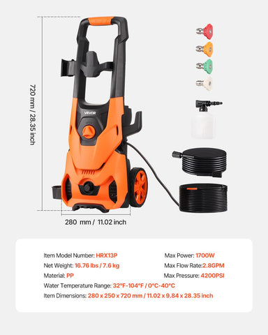 VEVOR auto shut-off 105C protects the unit during long tasks
