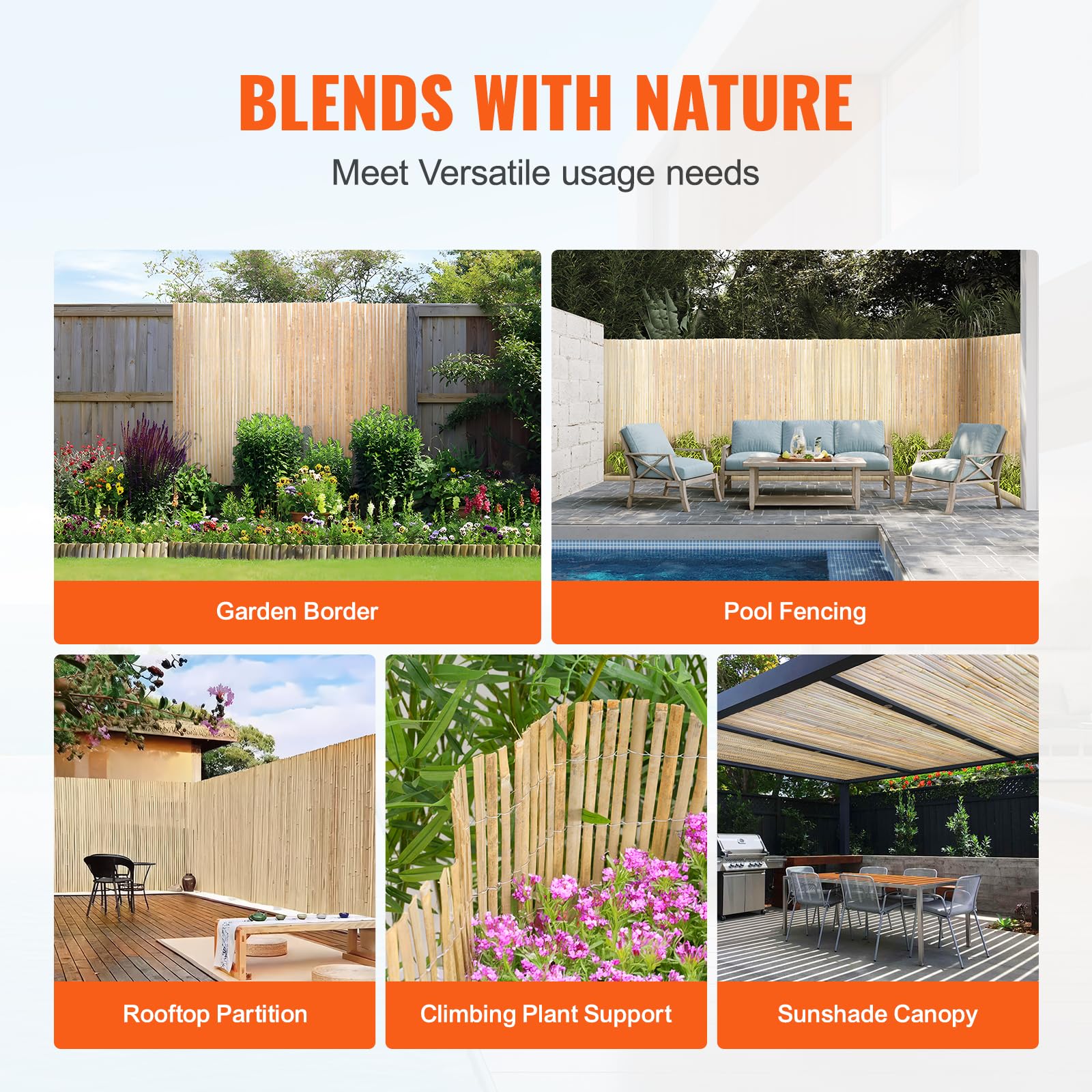 VEVOR private outdoor space created by natural bamboo slats