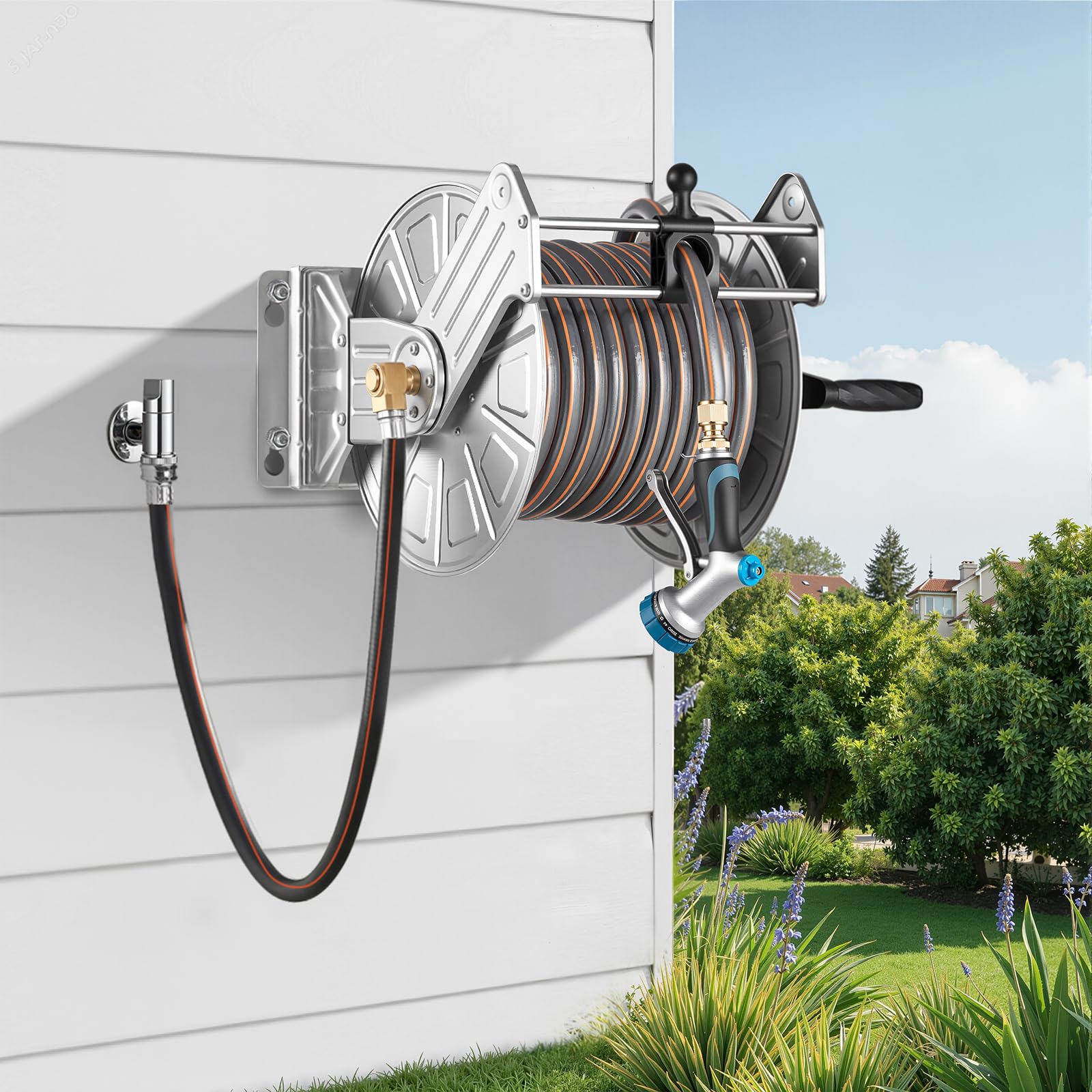 VEVOR professional-grade hose reel designed for long-term watering needs
