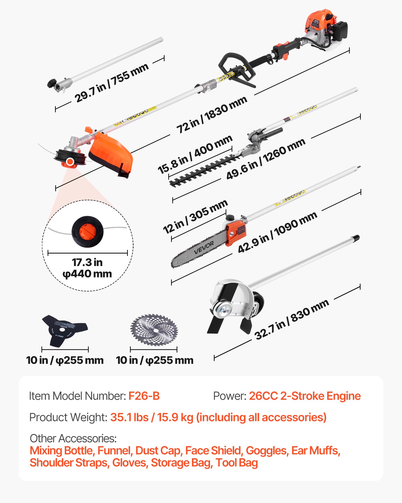 VEVOR protective gear set protects face, ears, and hands during use.