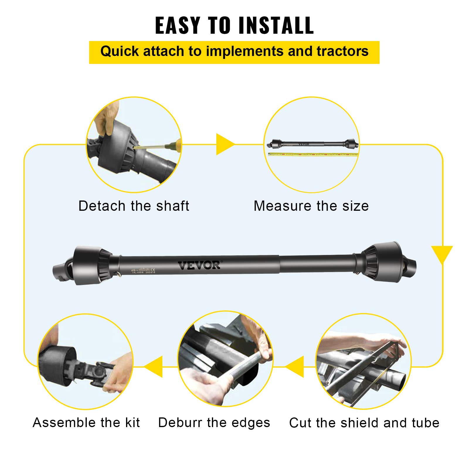 VEVOR easy-assembly PTO shaft for quick direct replacement