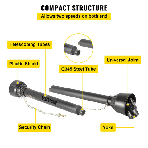 VEVOR Q345 steel tube provides solid reinforcement inside the shield