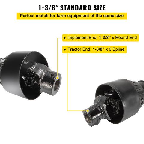 VEVOR telescoping PTO shaft extended length for precise fit