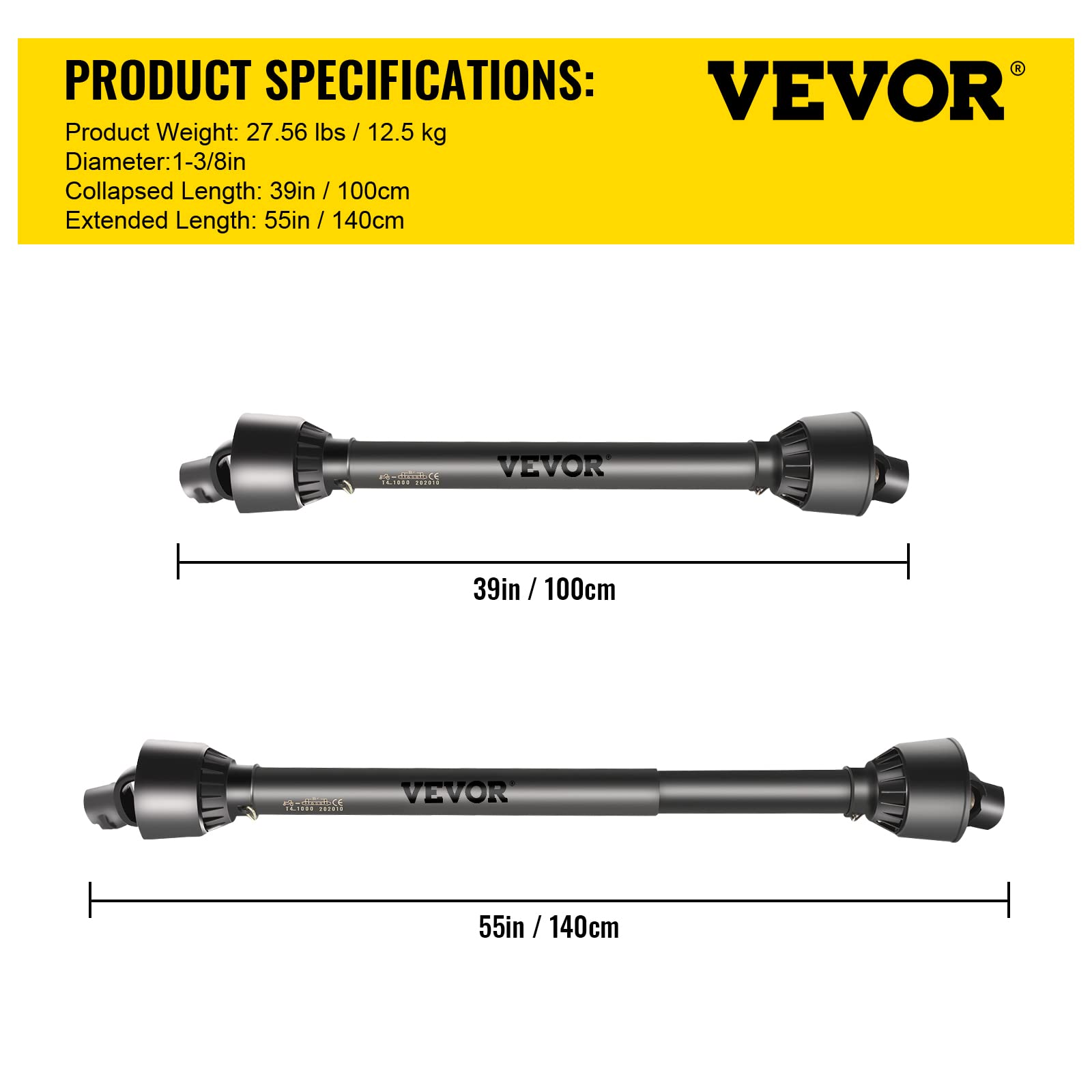 VEVOR PTO shaft connected to a tractor demonstrating strong torque delivery