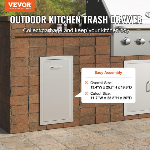 VEVOR stainless drawer with rounded corners reduces snag risk during use.