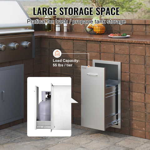 VEVOR sleek handle enables easy opening of the pull-out trash drawer.