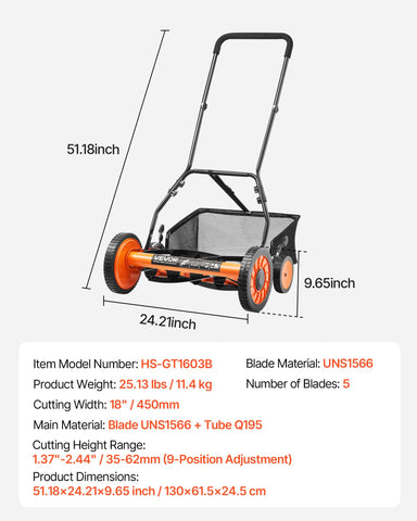 Four large wheels offer stable mowing on uneven patches for smooth pushing.
