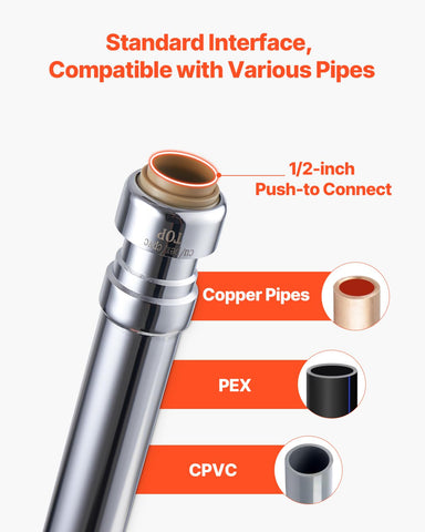 VEVOR push-to-connect brass fitting demonstrates simple install