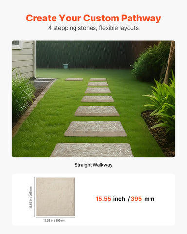 VEVOR stepping stones quick-install with corner slots and stakes.