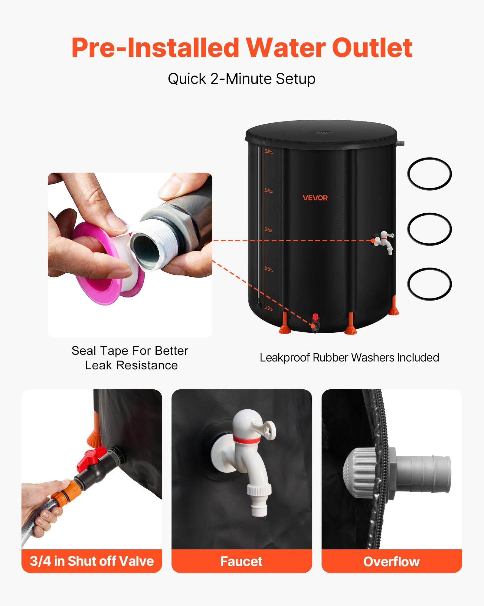 VEVOR spigot close-up highlighting convenient water withdrawal for gardens