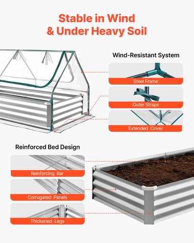 VEVOR raised bed filled with soil and thriving plants ready to harvest.