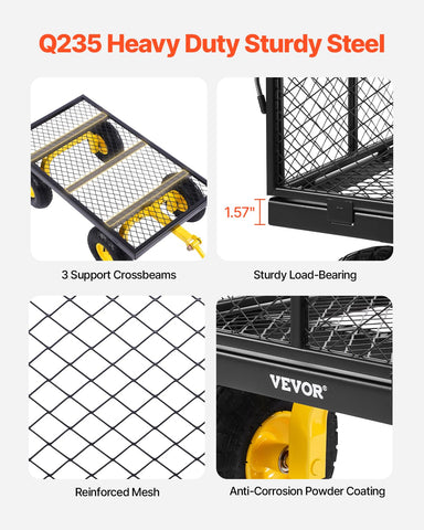VEVOR removable mesh sides facilitate quick conversion to a flatbed for bulky loads
