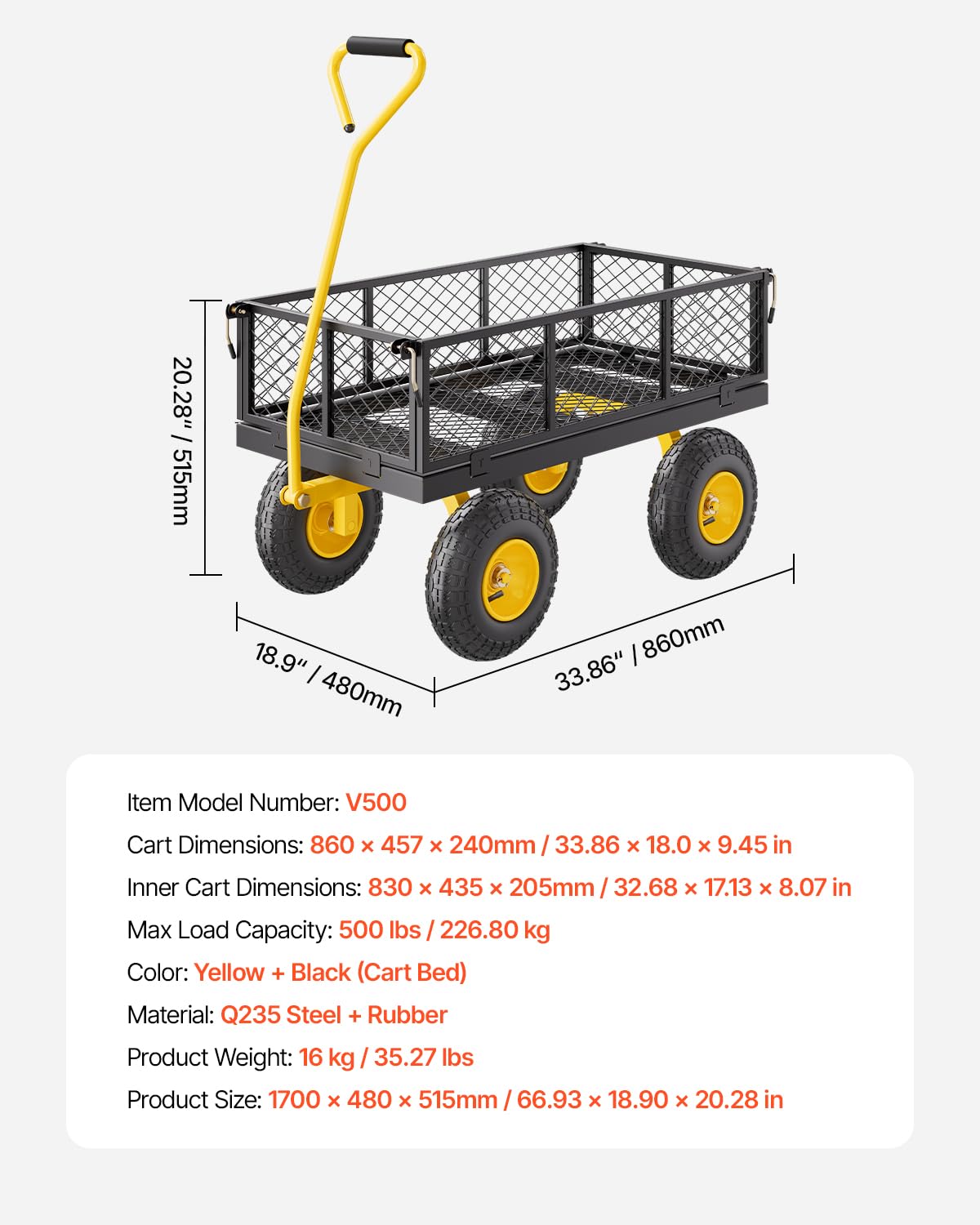 VEVOR removable mesh sides simplify loading and quick cleanup after tasks
