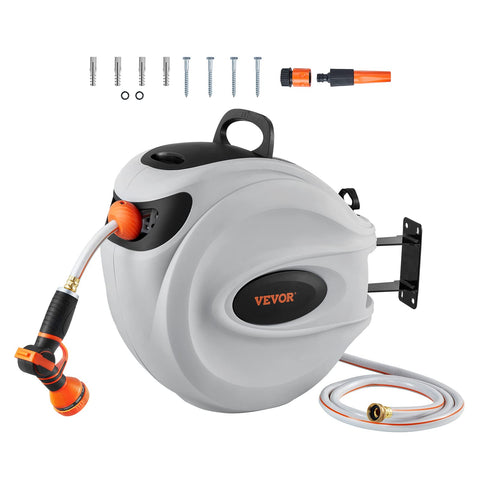 VEVOR retractable hose reel wall-mount with 100-foot hose for tidy garden watering