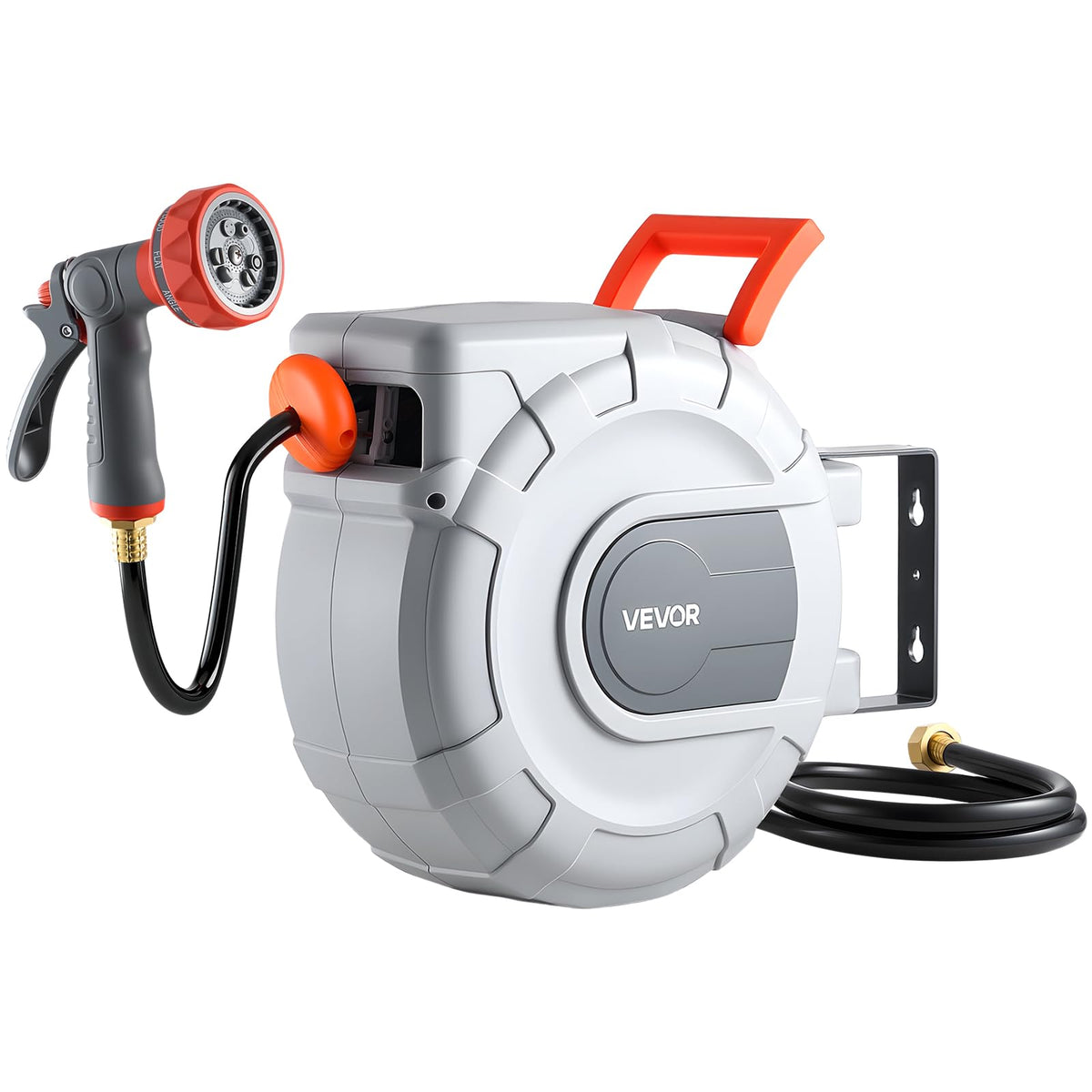 VEVOR retractable hose reel 50ft wall-mounted for tidy yard watering.