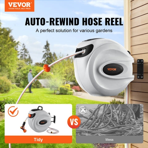 VEVOR retractable hose reel 9-pattern nozzle for versatile spray options