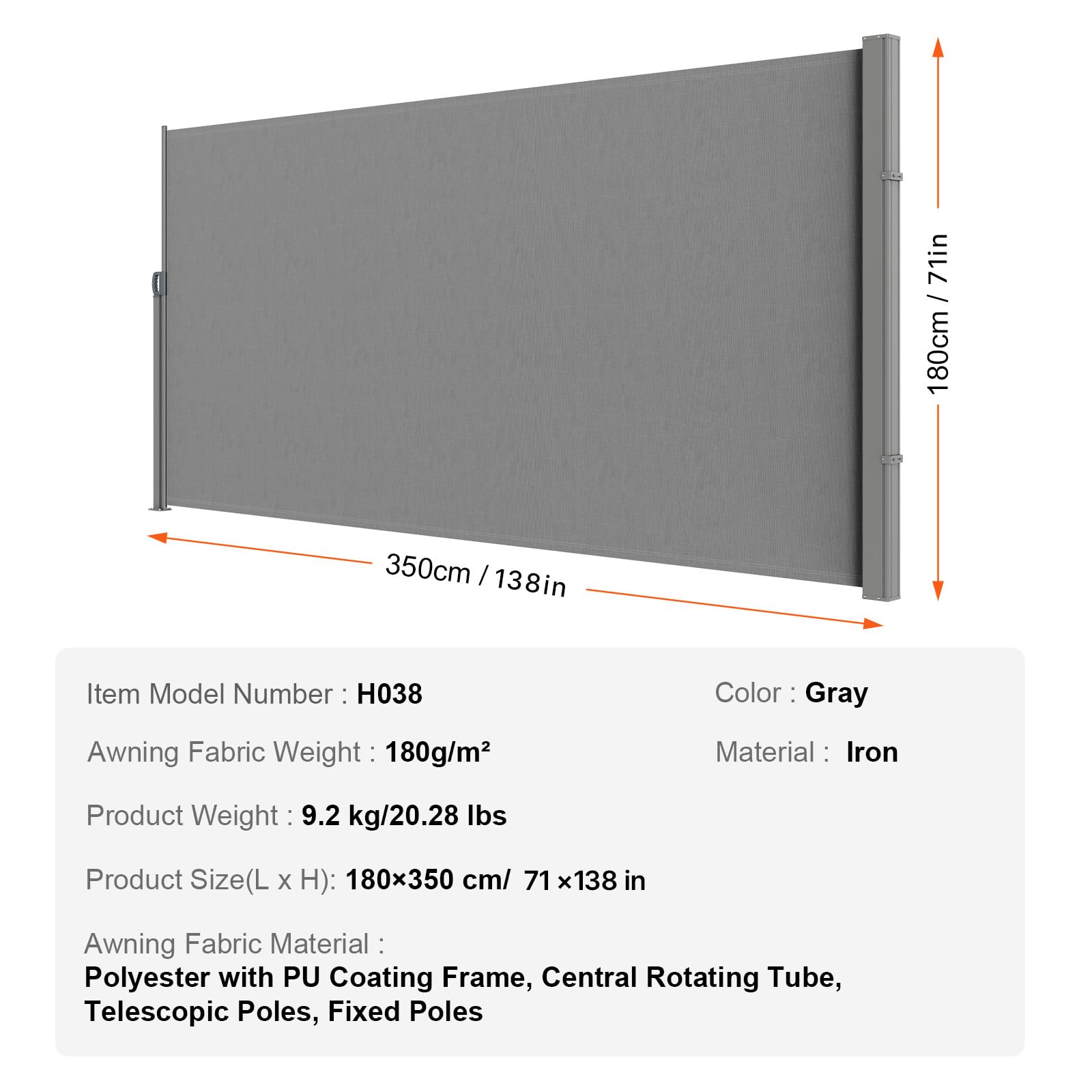 VEVOR gray frame finish adds modern style with corrosion resistance.