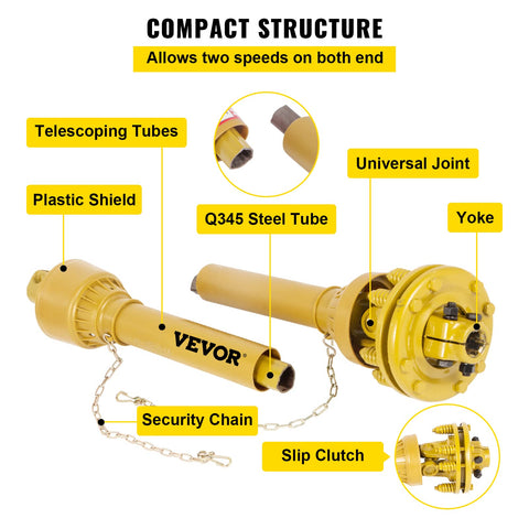 VEVOR robust universal joint in 20CrMnTi steel withstands demanding use.