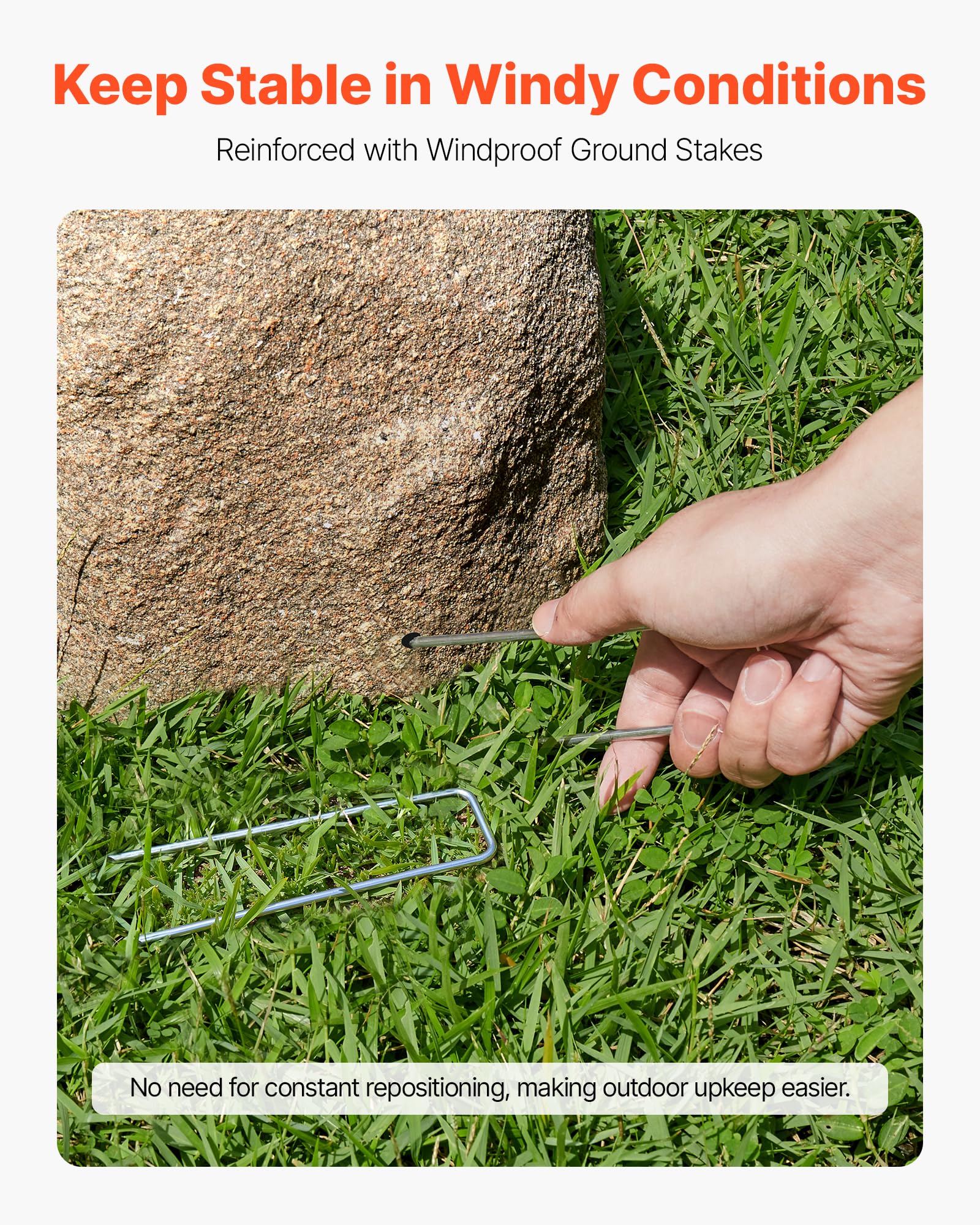 VEVOR weather-resistant rock cover endures sun and rain for long-lasting outdoor use