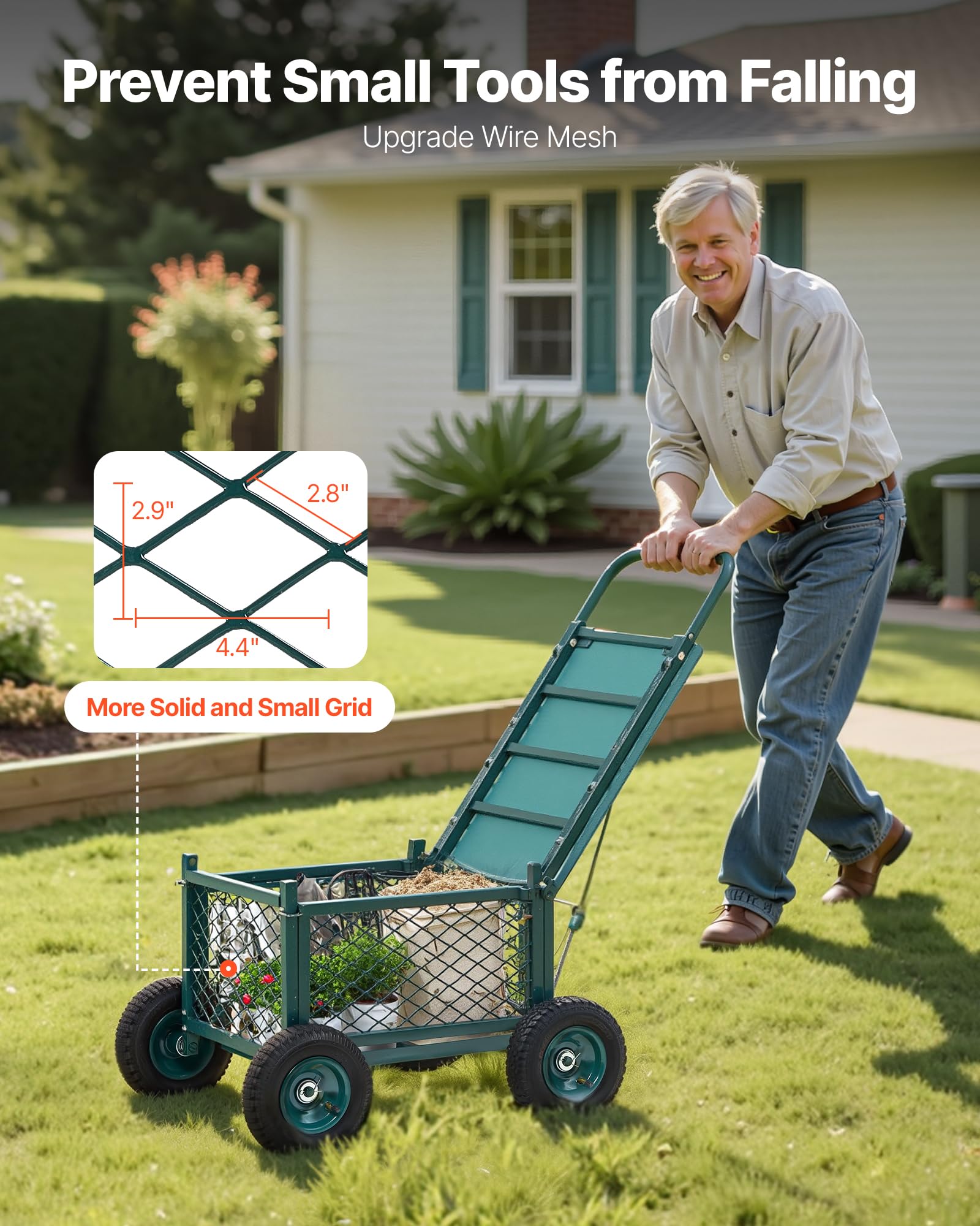 VEVOR rolling garden cart all-metal structure for durability outdoors