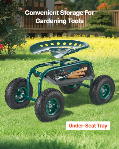 VEVOR rolling garden cart powder-coated frame resists rust