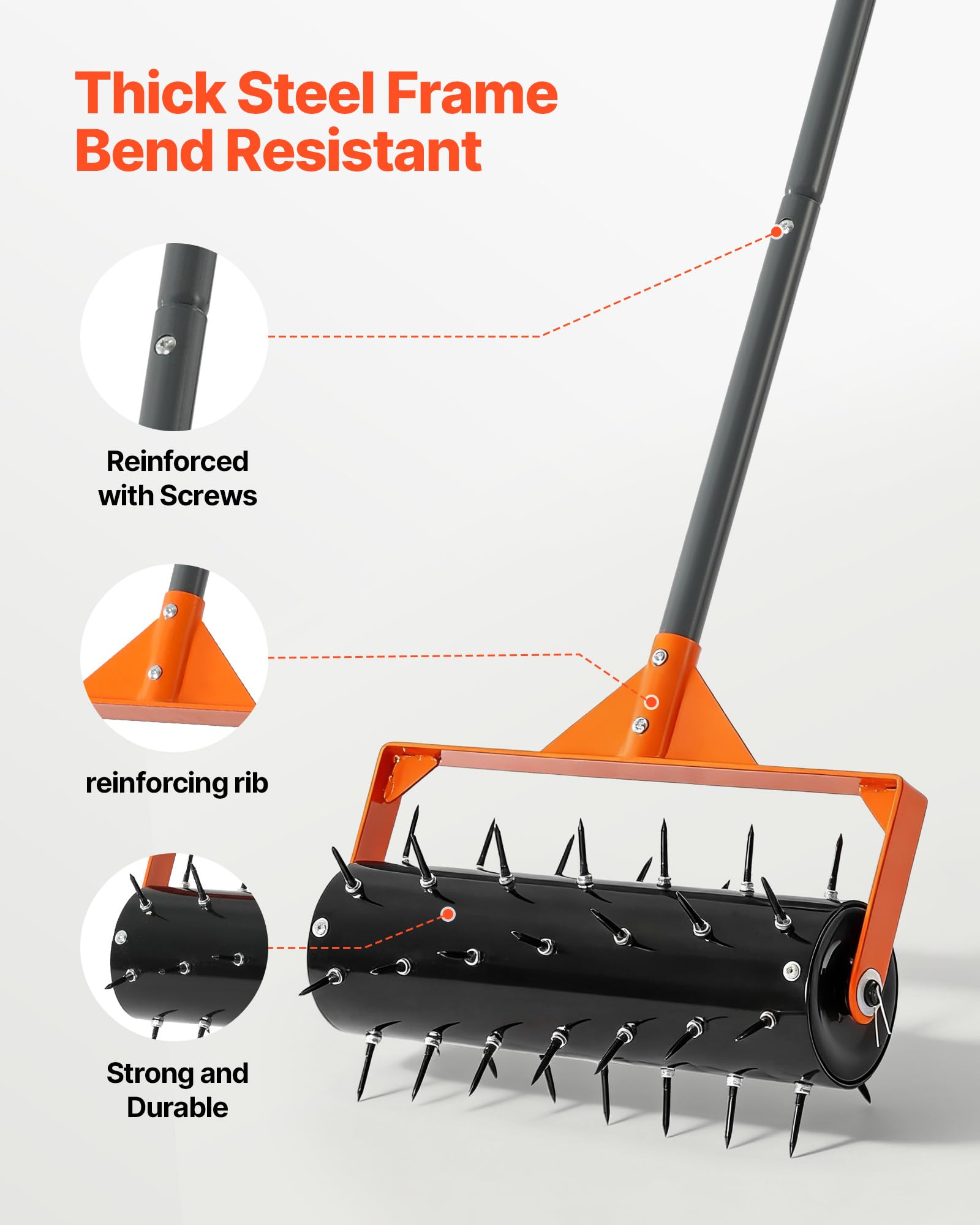 VEVOR lawn aerator handle enables tall, back-friendly use