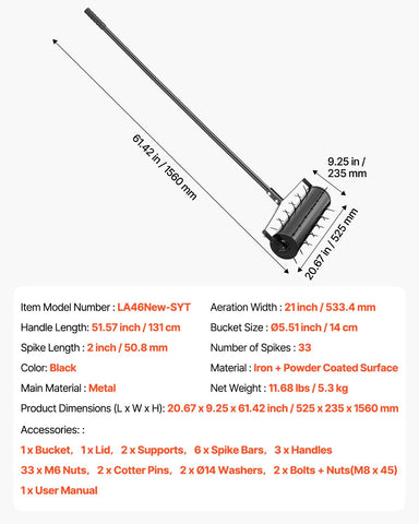 VEVOR rolling aerator quick-assembly design for minimal setup effort
