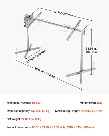 VEVOR rotisserie grill ground stakes secure setup on grass or uneven ground