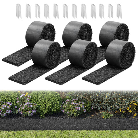 VEVOR Rubber Mulch Mat Roll six-pack blocks weeds for a tidier garden border.