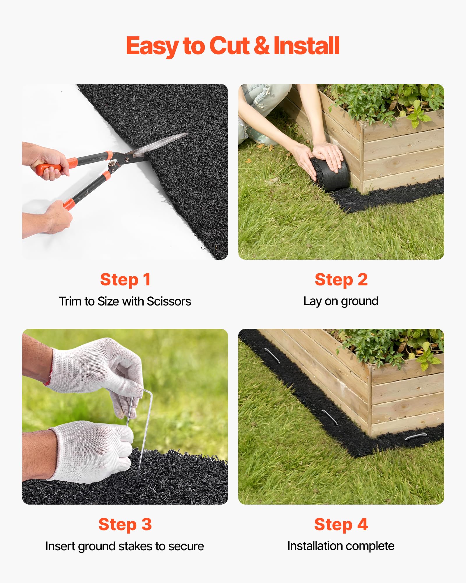 VEVOR Rubber Mulch Mat Roll keeps garden paths dry and slip free.