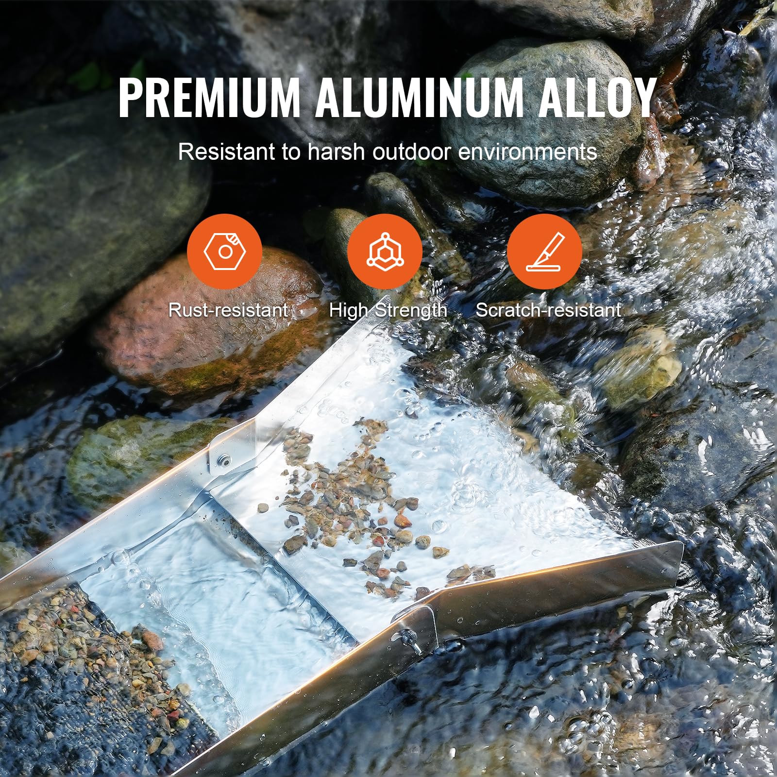 VEVOR rust-resistant aluminum close-up highlighting outdoor durability.