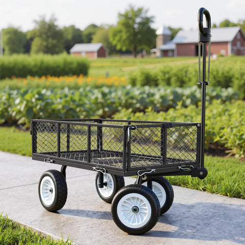 VEVOR flat-free tires absorb shocks on grass, gravel, and mud